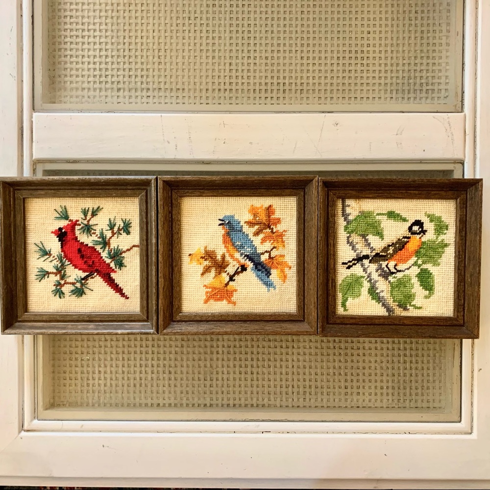 Set of Three Bird Crochet Frames